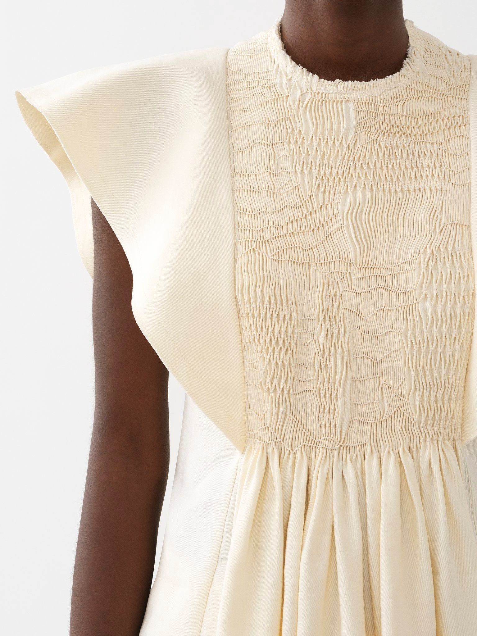 Top smocké en lin - Seedpearl Beige