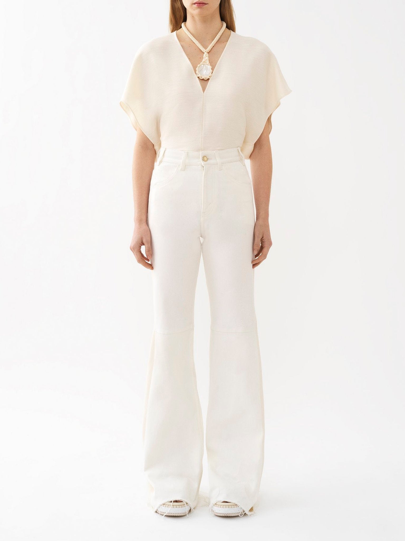 Top Caftan en soie - Pristine White
