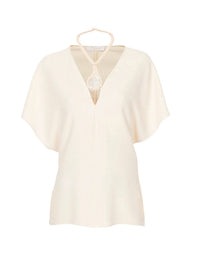 Top Caftan en soie - Pristine White
