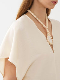 Top Caftan en soie - Pristine White