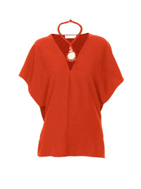 Top Caftan en soie - Baroque Orange