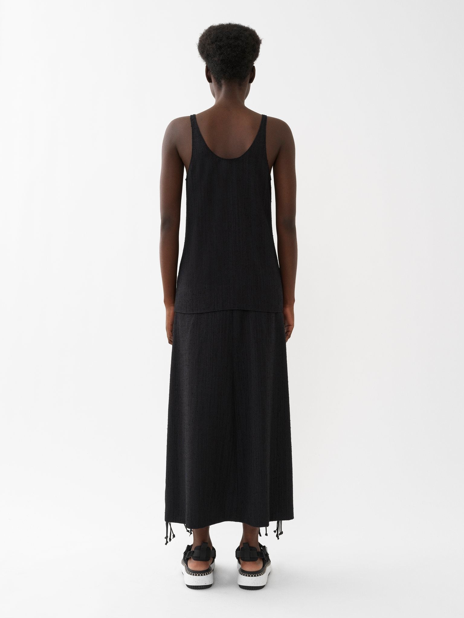 Top sans manches lacé en soie - Black