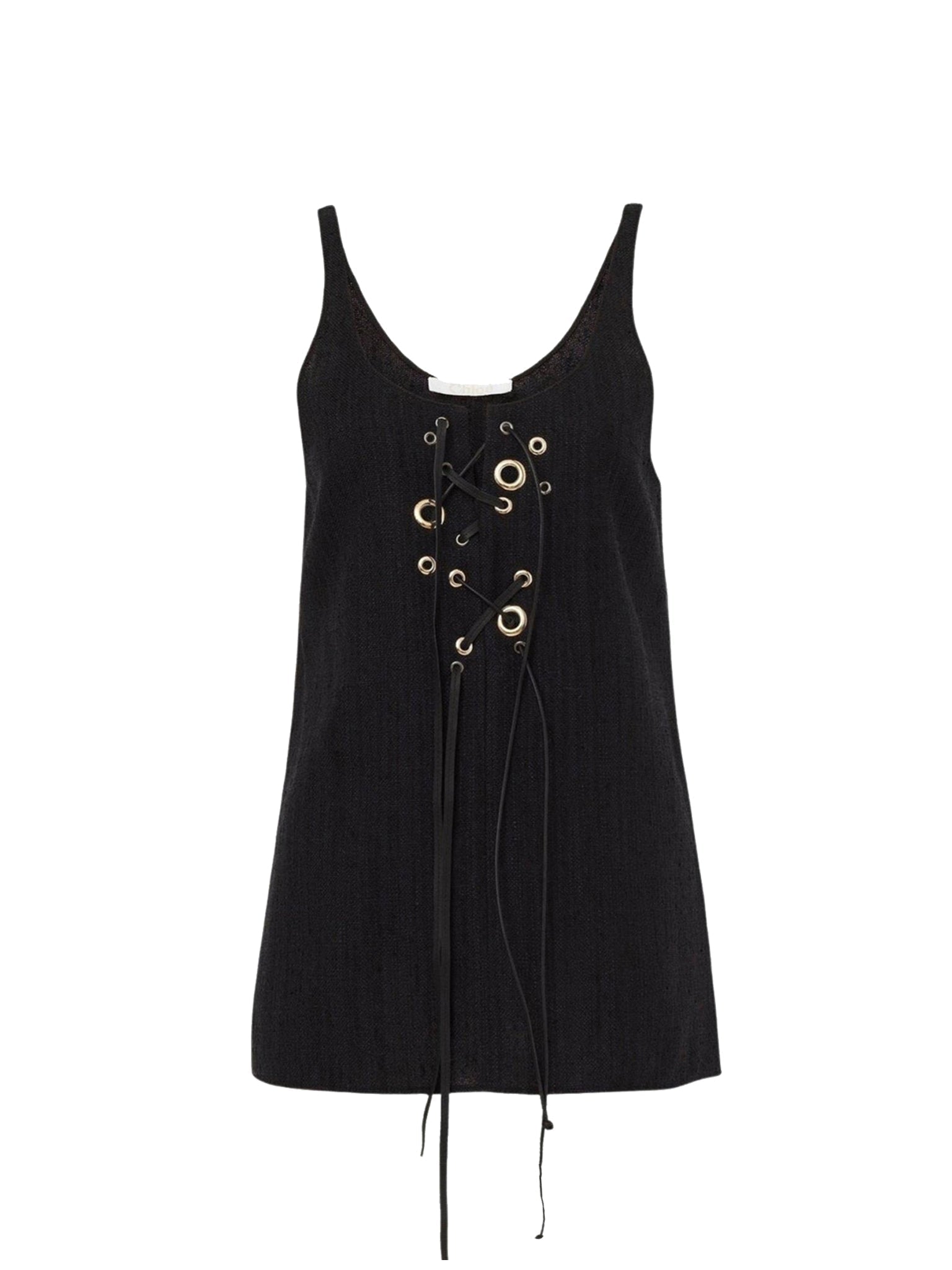 Top sans manches lacé en soie - Black