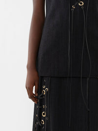 Top sans manches lacé en soie - Black