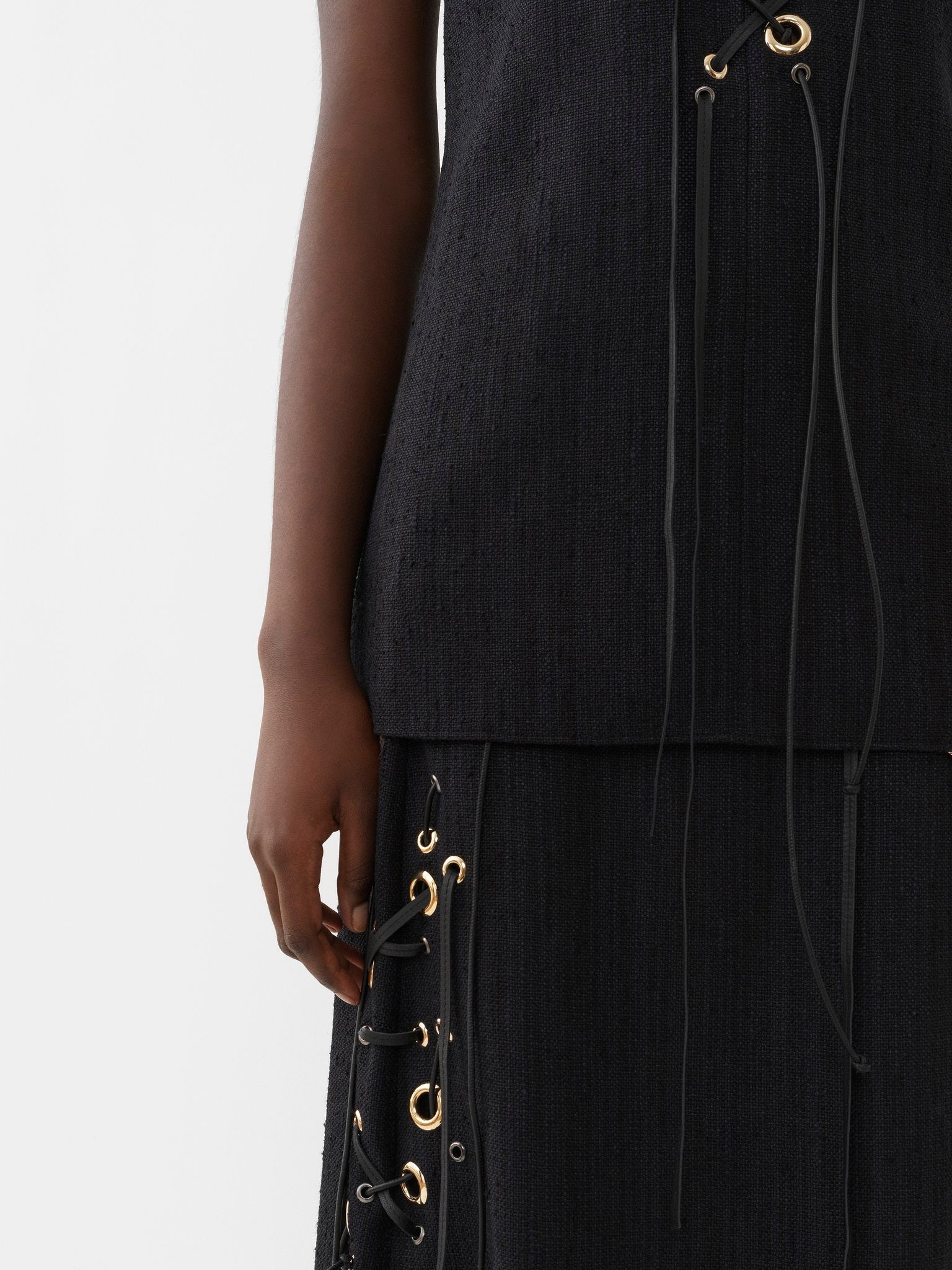 Top sans manches lacé en soie - Black