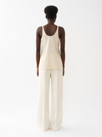 Top sans manches lacé en soie - Dusty White