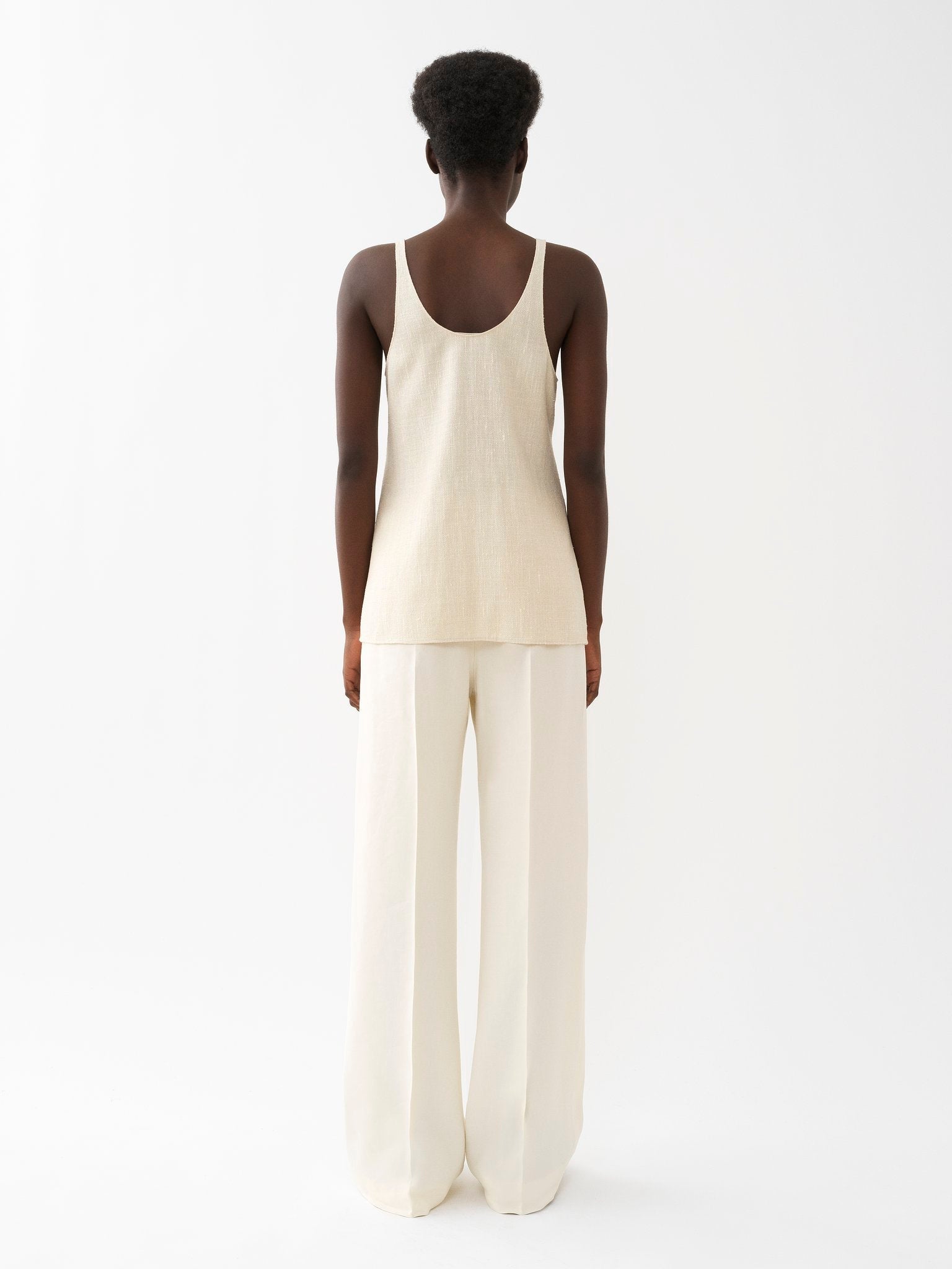 Top sans manches lacé en soie - Dusty White