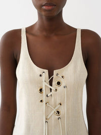Top sans manches lacé en soie - Dusty White