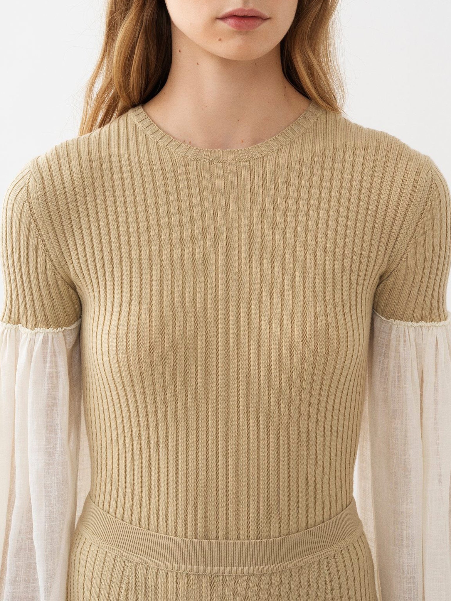 Top manches longues froncées en laine - Iconic Milk