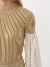 Top manches longues froncées en laine - Iconic Milk