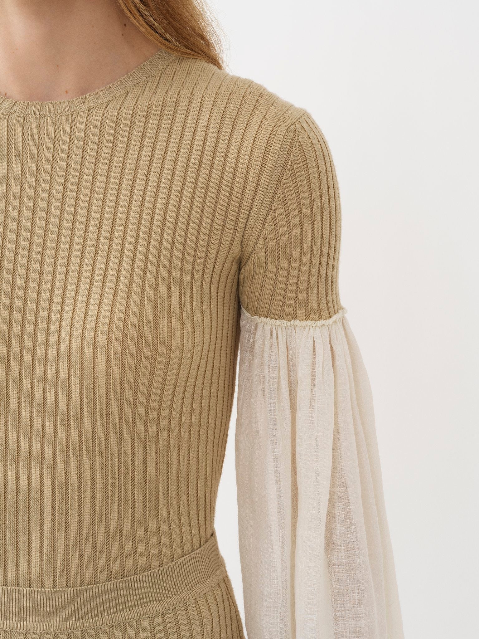 Top manches longues froncées en laine - Iconic Milk