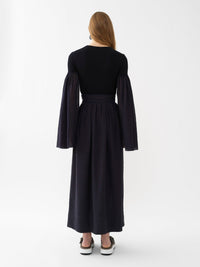 Top manches longues froncées en laine - Ink Navy