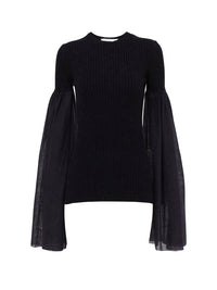 Top manches longues froncées en laine - Ink Navy