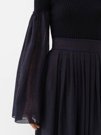 Top manches longues froncées en laine - Ink Navy
