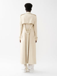 Trench long à ceinture large en soie - Dusty White