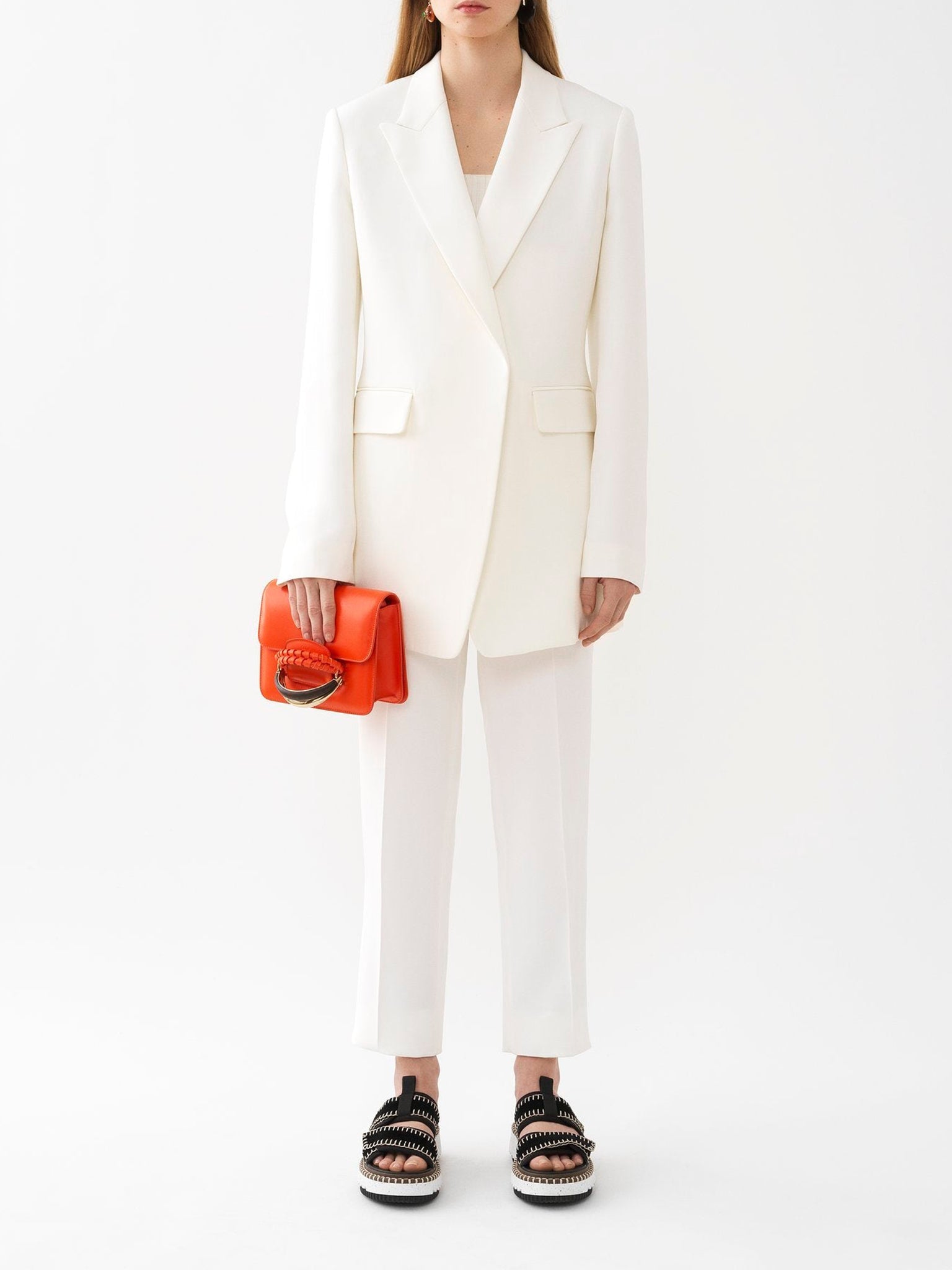 Blazer long à épaulettes en soie - Iconic Milk
