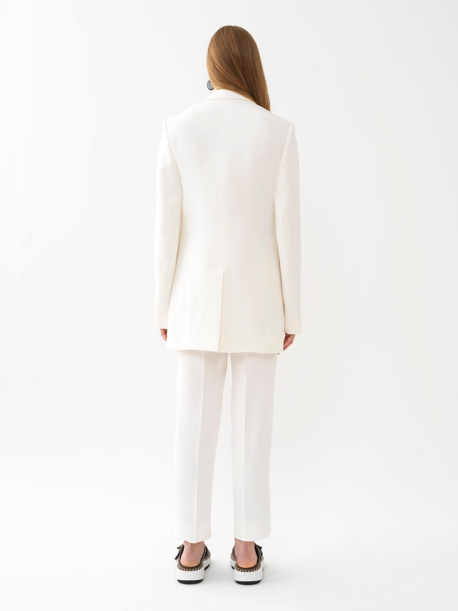 Blazer long à épaulettes en soie - Iconic Milk