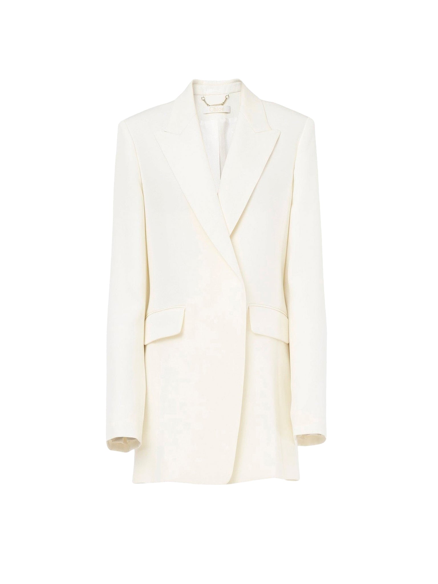 Blazer long à épaulettes en soie - Iconic Milk