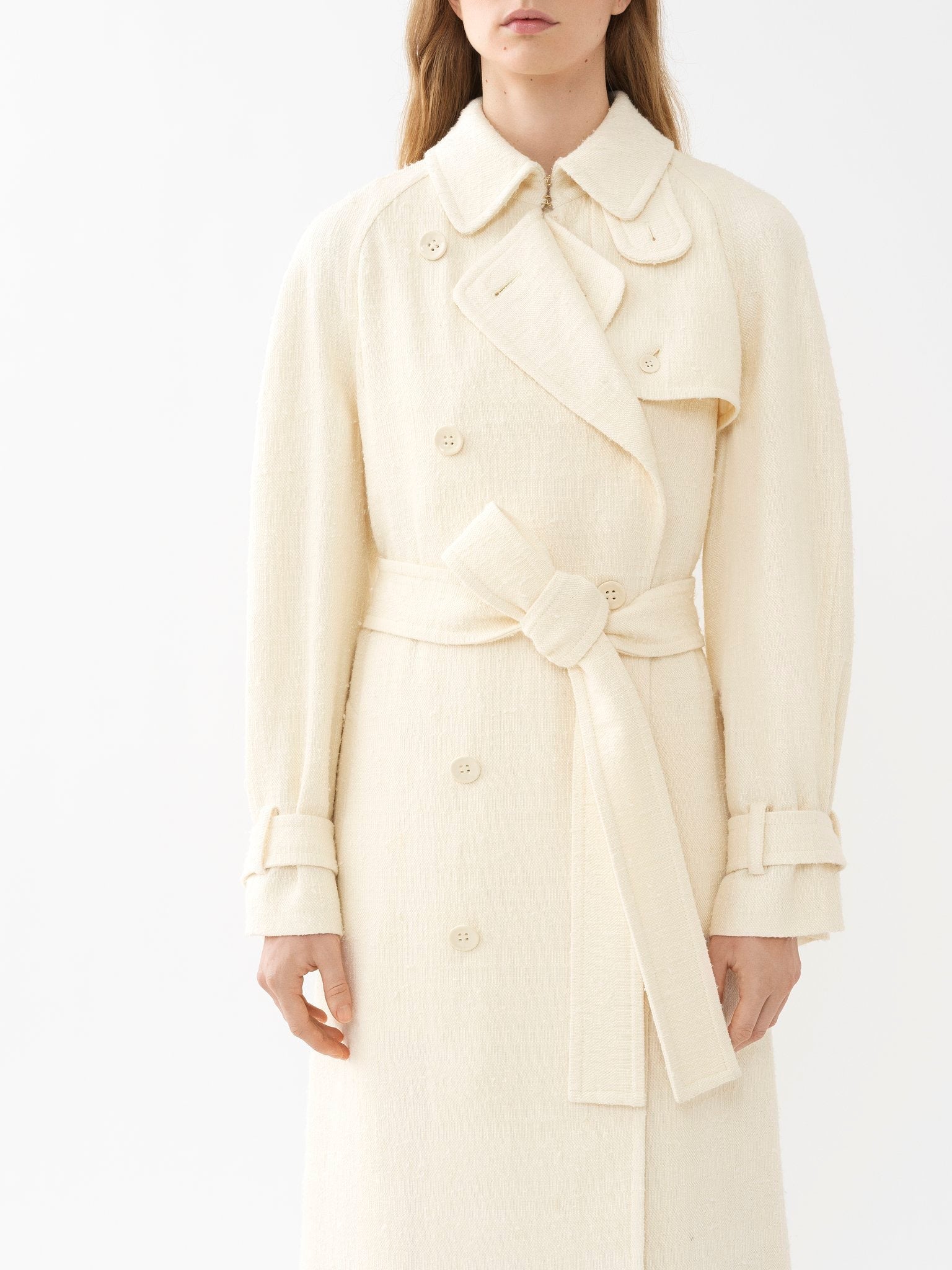 Manteau long boutonné en soie - Vanilla Ice