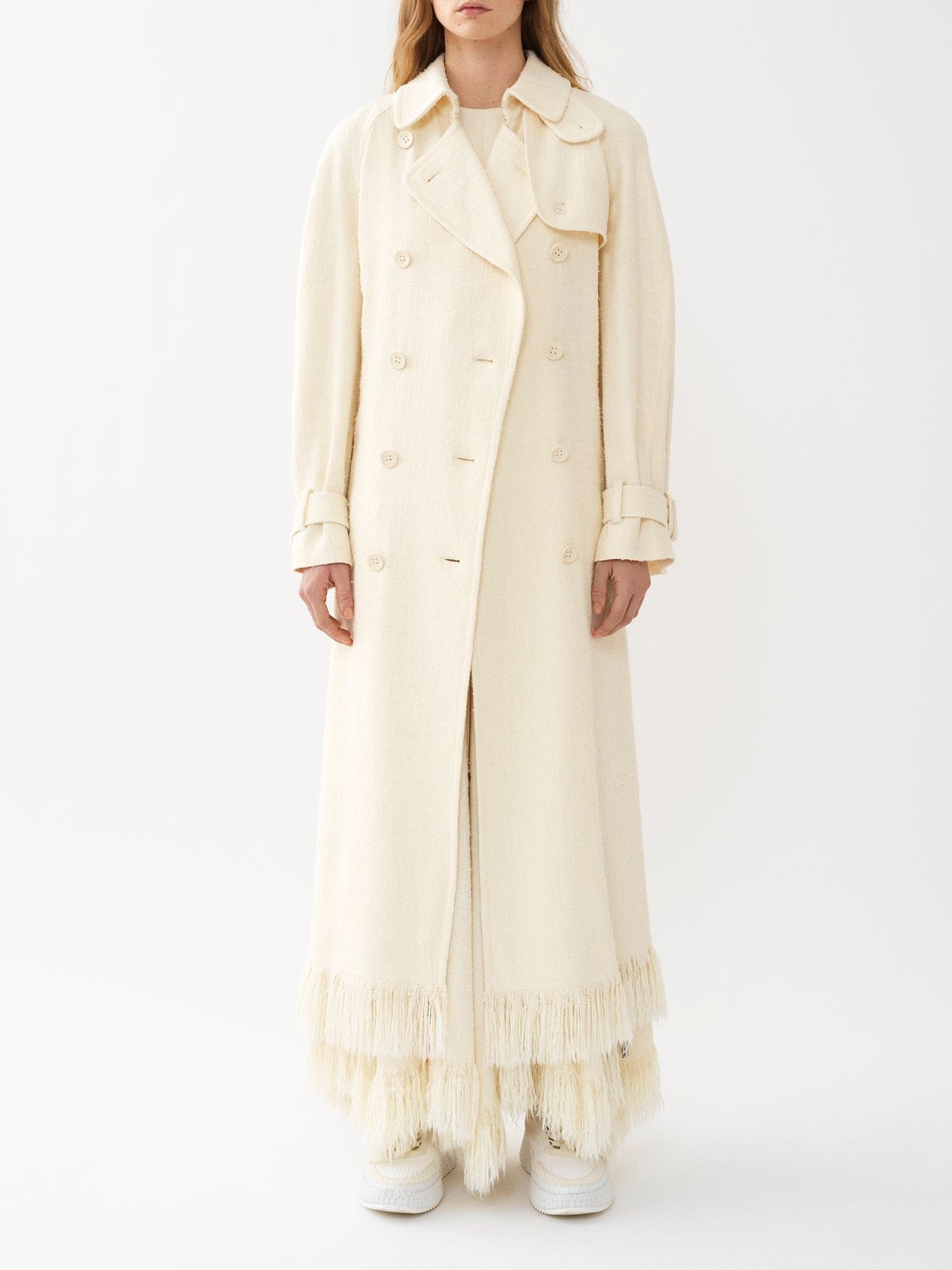 Manteau long boutonné en soie - Vanilla Ice