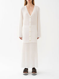 Cardigan à col V tricoté en soie - Iconic Milk