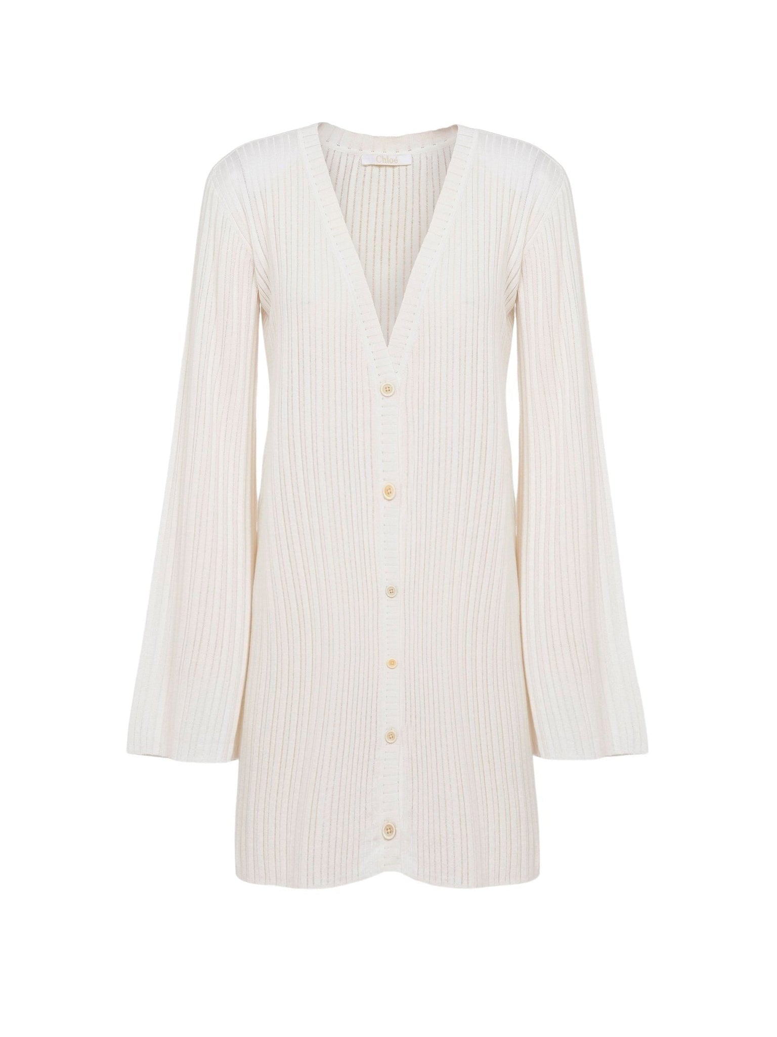 Cardigan à col V tricoté en soie - Iconic Milk