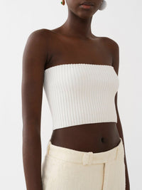 Top court bustier en laine - Lovely White