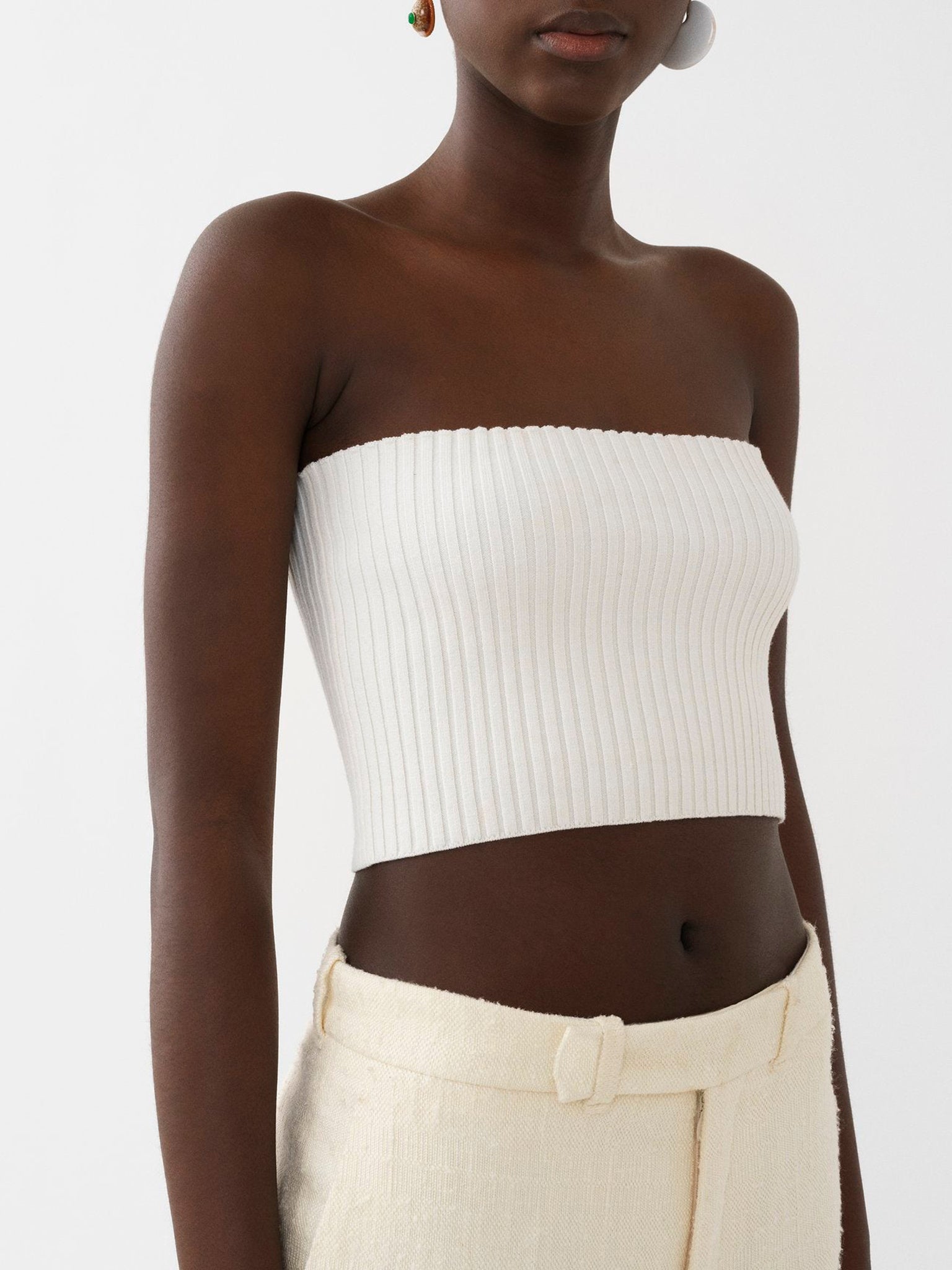 Top court bustier en laine - Lovely White