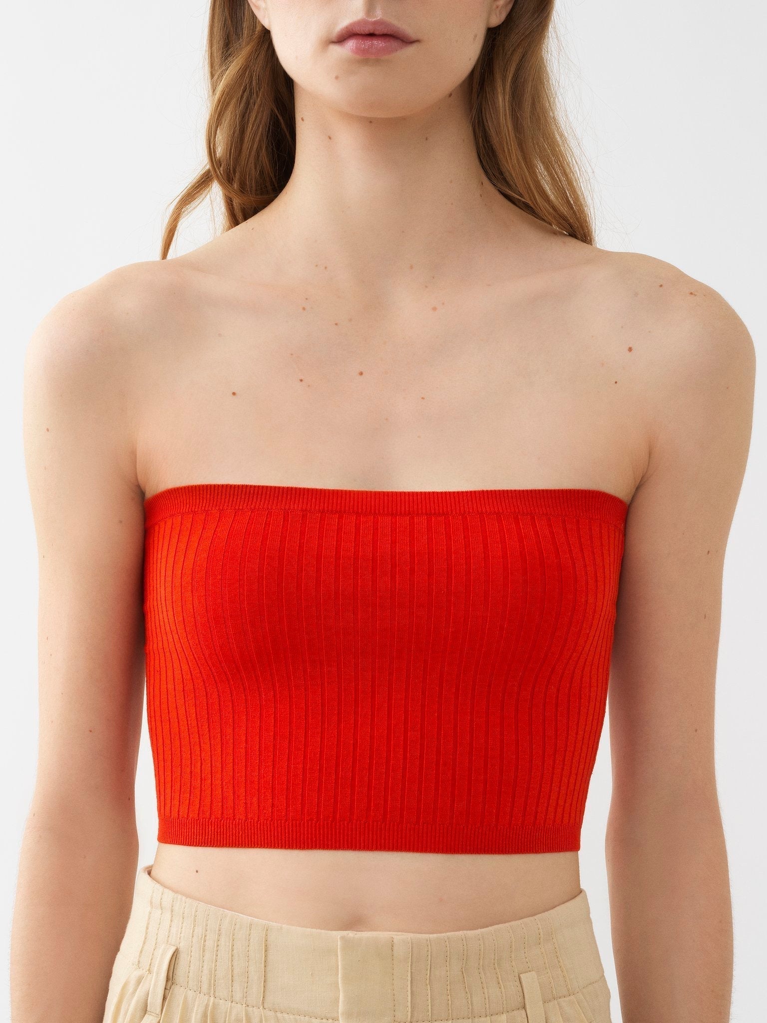 Top court bustier en soie - Loving Orange