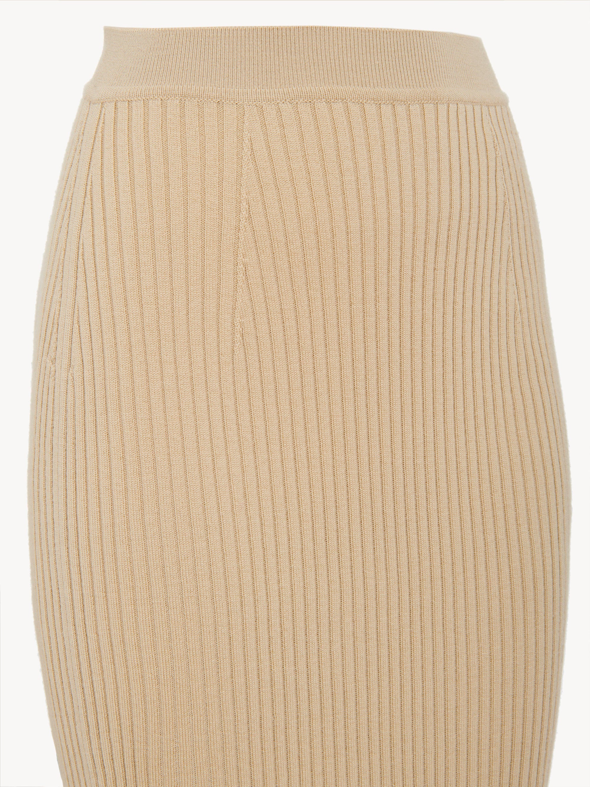 Jupe en tricot côtelé de laine et cachemire - Secret Brown