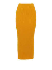 Jupe en tricot côtelé de laine et cachemire - Sunlight Yellow