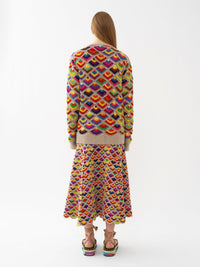 Pull crochet à col rond en cachemire - Multicolor