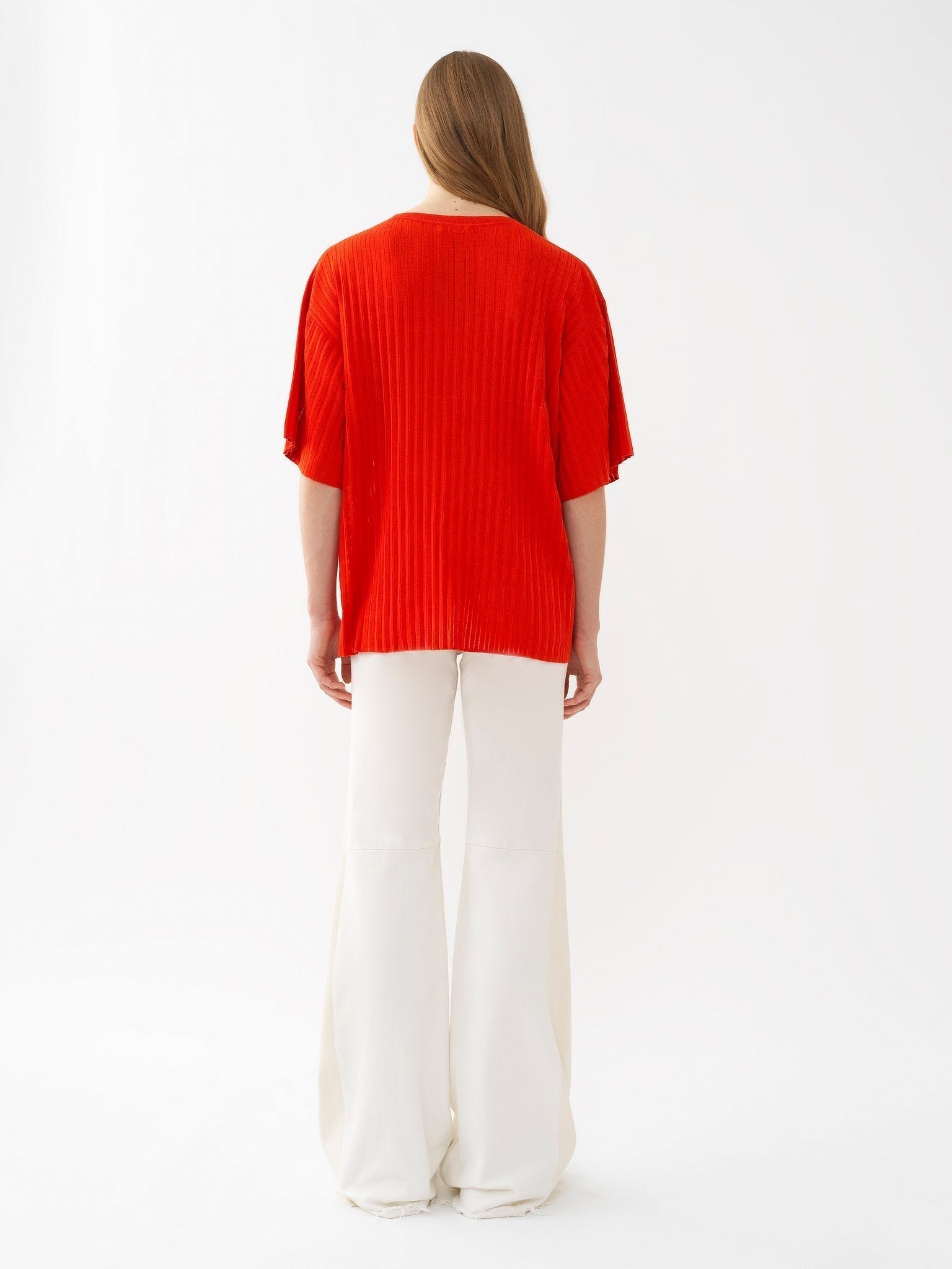 Pull manches courtes en soie - Loving Orange