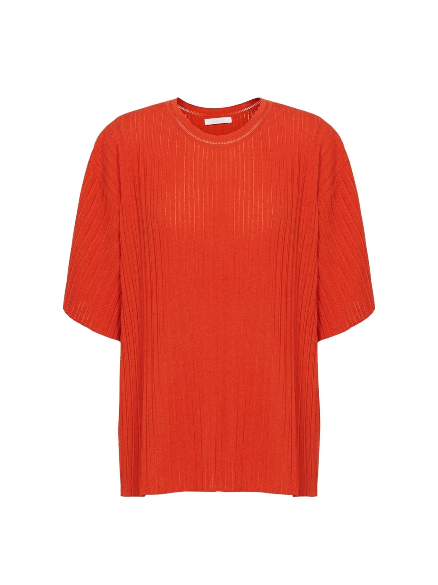 Pull manches courtes en soie - Loving Orange
