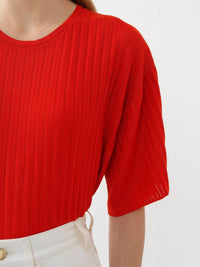 Pull manches courtes en soie - Loving Orange