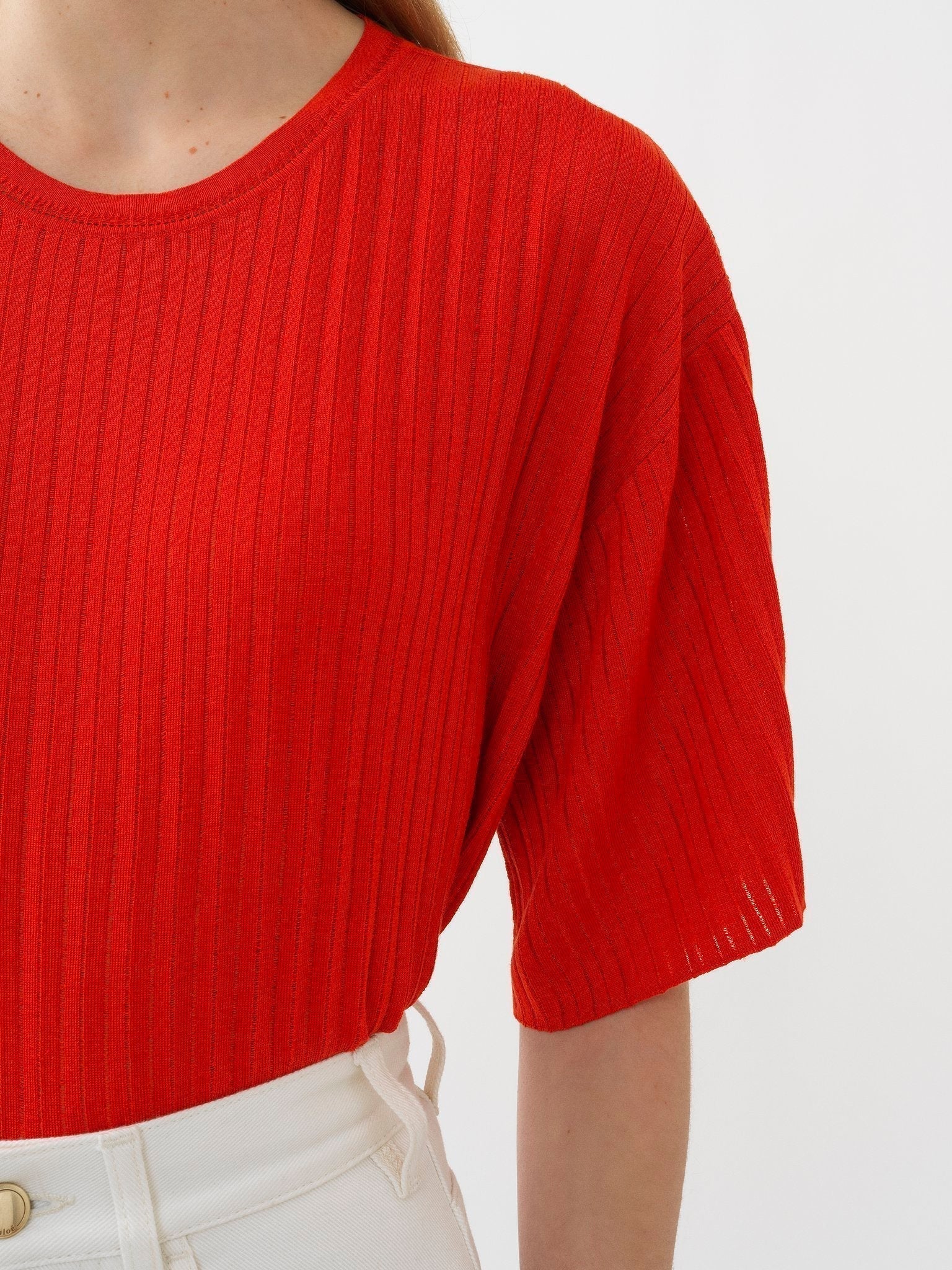 Pull manches courtes en soie - Loving Orange