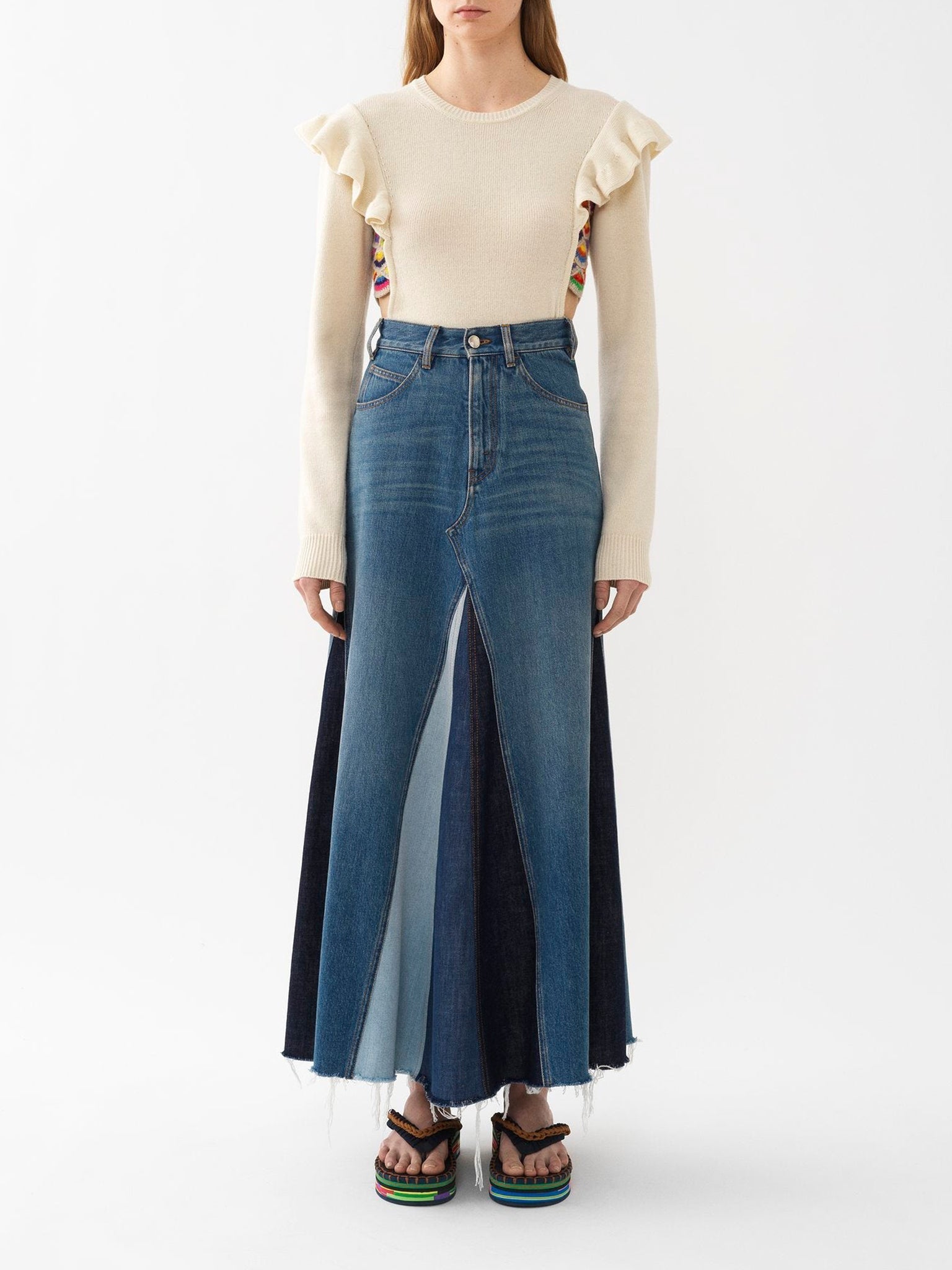 Pull manches Aileron en laine - Multicolor