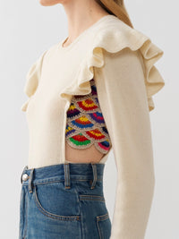 Pull manches Aileron en laine - Multicolor