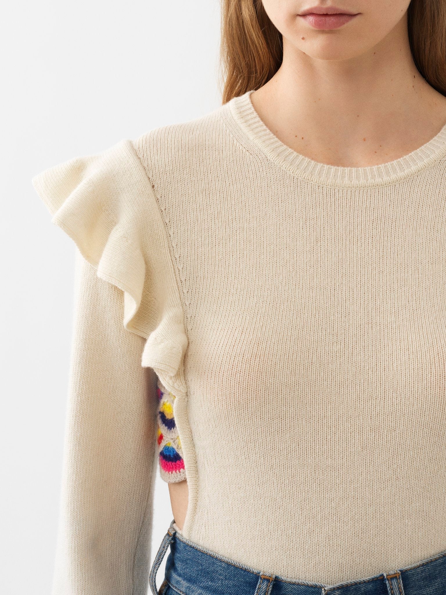 Pull manches Aileron en laine - Multicolor