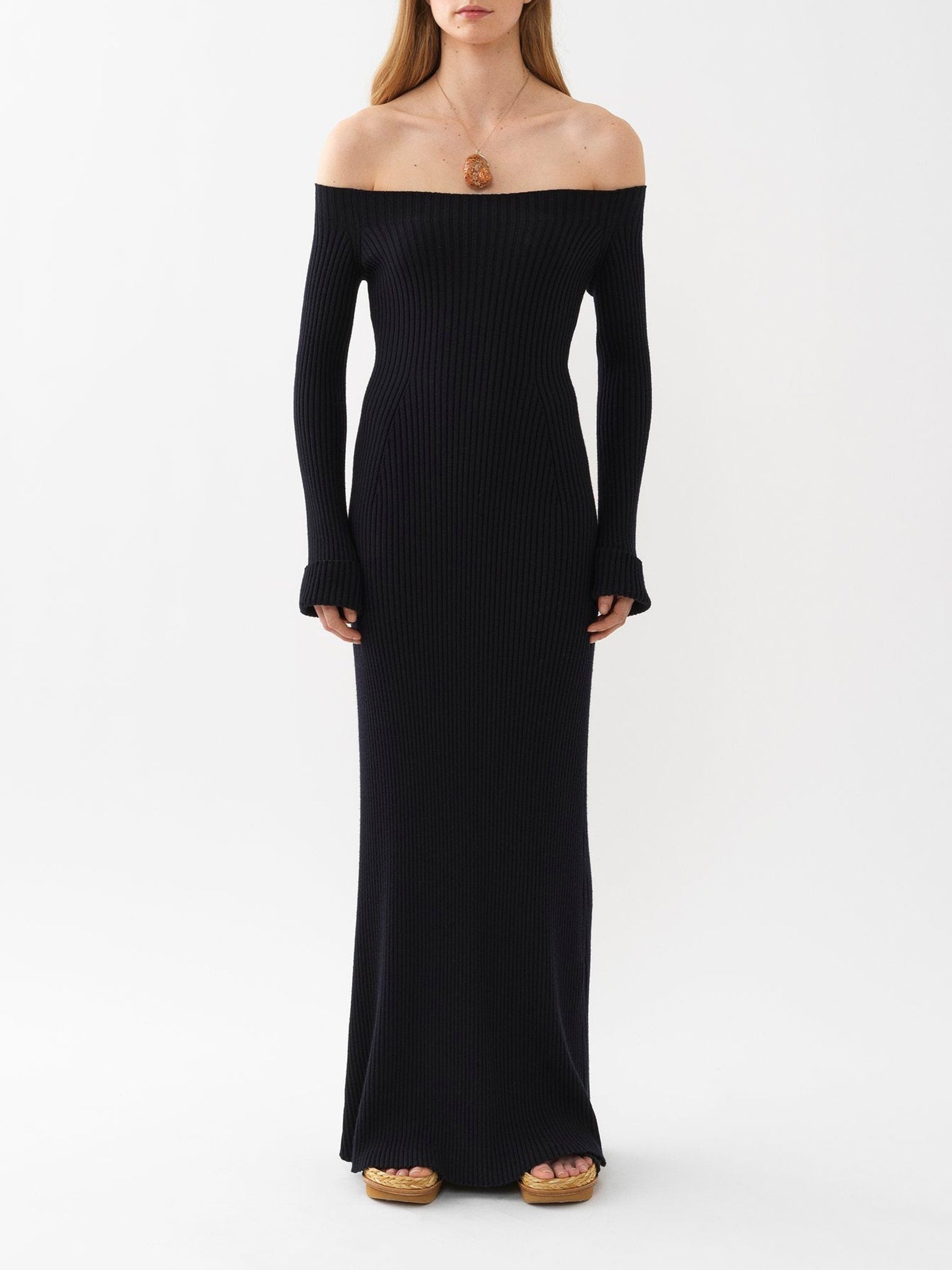 Robe épaules Nues en laine - Dark Night Blue