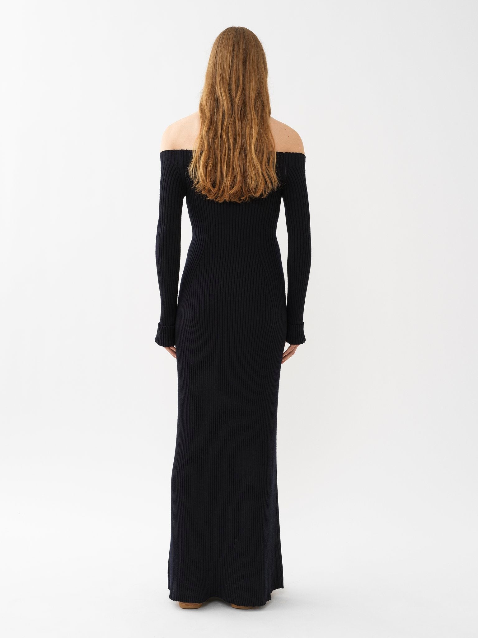 Robe épaules Nues en laine - Dark Night Blue