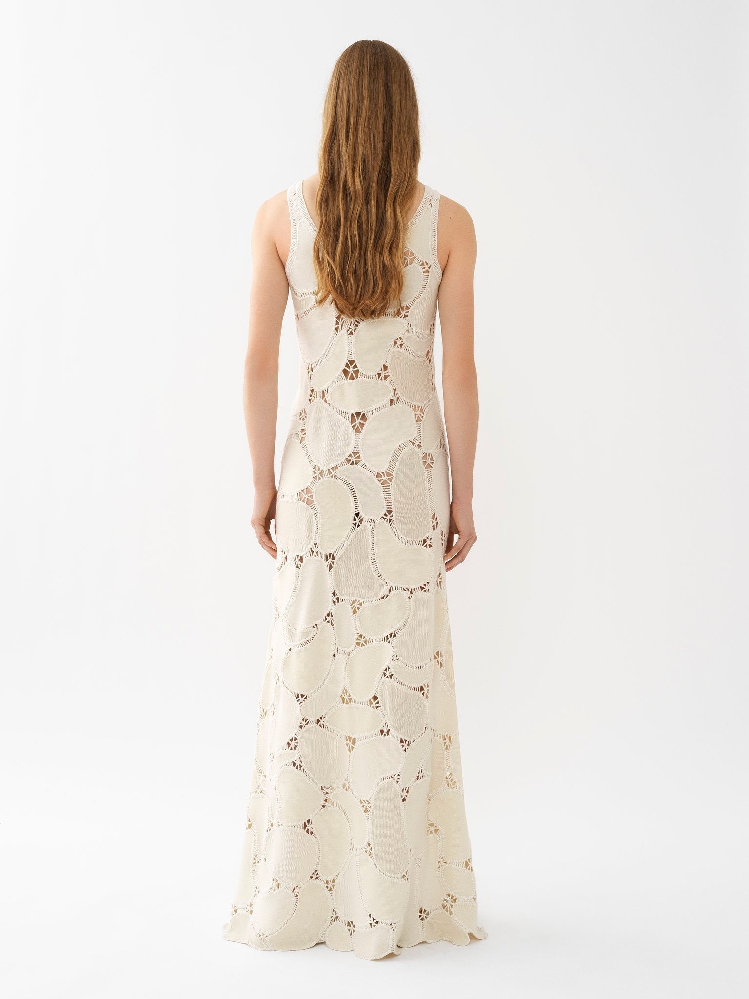 Robe longue évasée en laine - Whisper White