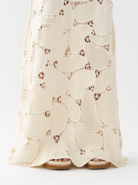 Robe longue évasée en laine - Whisper White