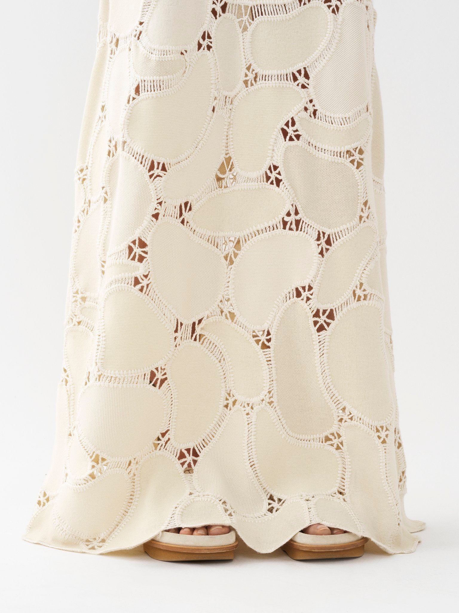 Robe longue évasée en laine - Whisper White