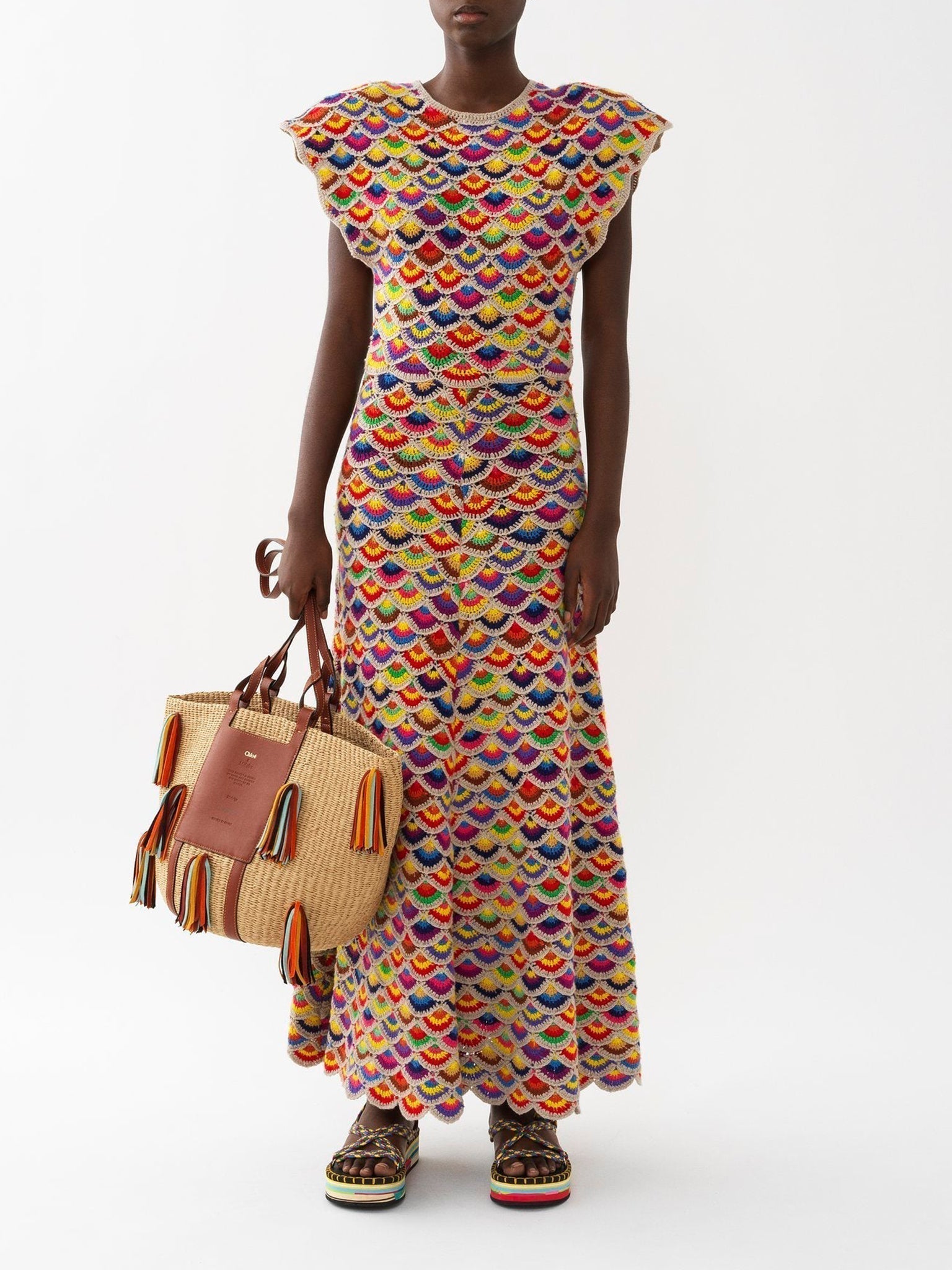 Robe maxi évasée en cachemire - Multicolor