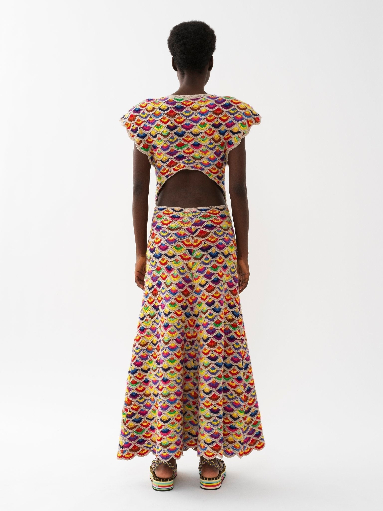 Robe maxi évasée en cachemire - Multicolor