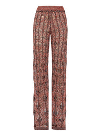 Pantalon en tricot de soie et lin ouvert à torsades - Folk Orange