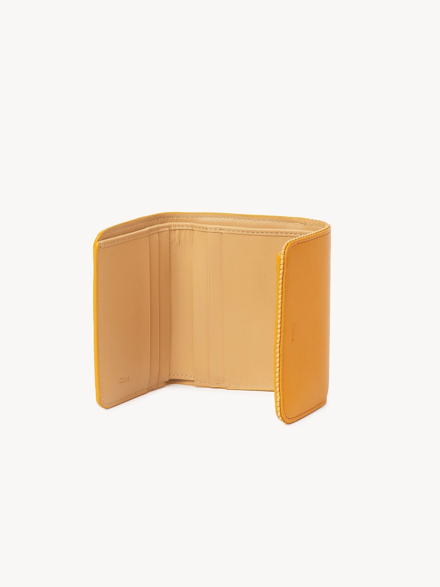 Petit portefeuille à trois volets Linda en cuir - Sunflower Yellow