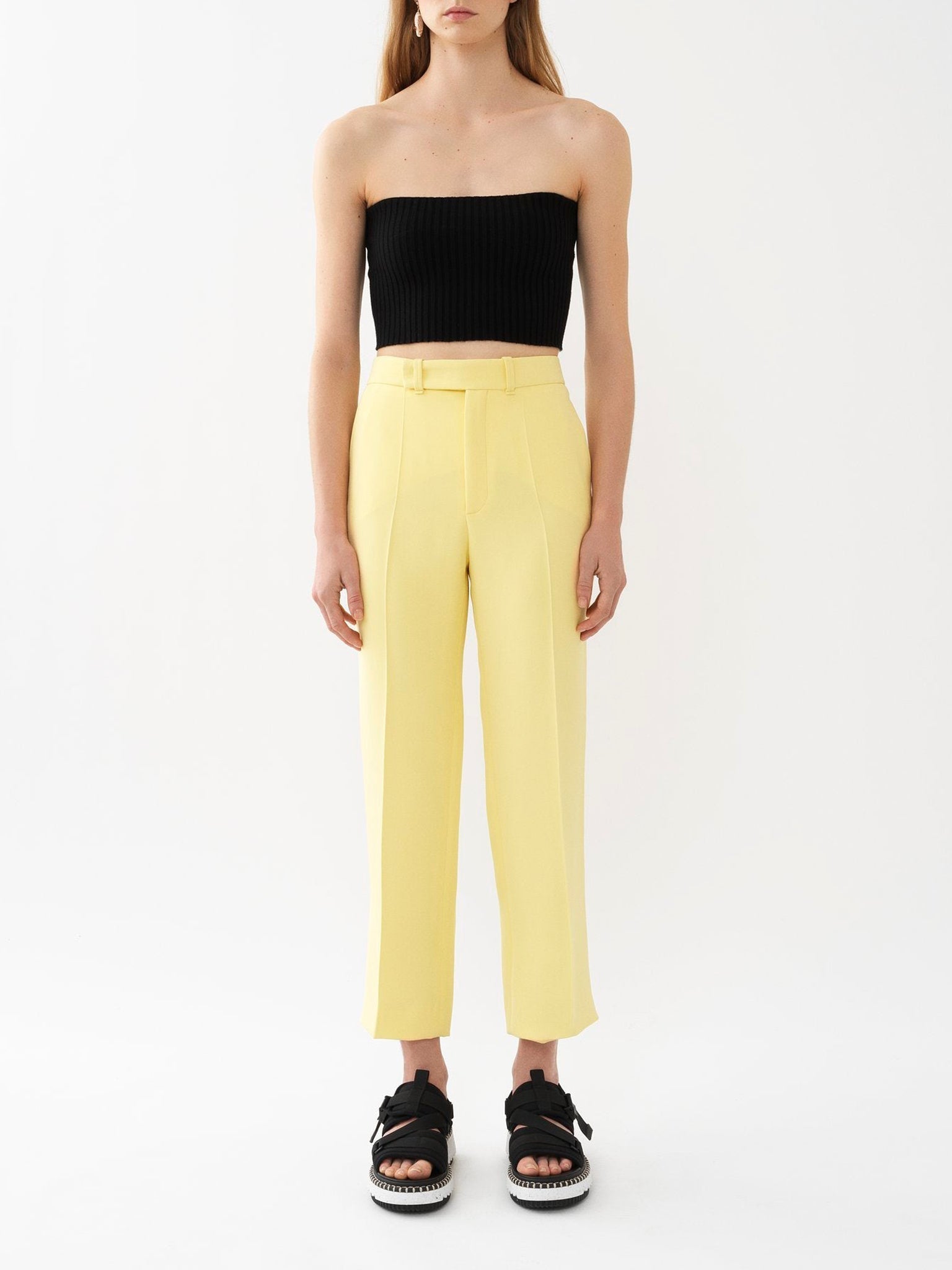 Pantalon costume court en soie - Radiant Yellow