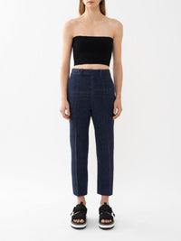 Pantalon costume court twill en lin - Deep Ocean